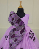 Lavender Gown with Handcrafted Butterfly Wings