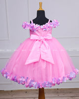 Pink Cold Shoulder Flower Gown