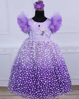 Lavender and Purple Flamingo Theme Dress Highlighted With Handwork
