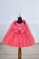 Dreamy Floral Salmon Pink Princess Gown