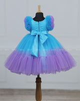 Aquamarine - Skyblue & Lavender Double Shaded Party Gown with Heavy Bead Patches of Underwater Theme