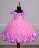 Pink Cold Shoulder Flower Gown