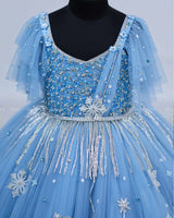 Sky Blue Gown in Snow Flake Theme with Intricate Handworks