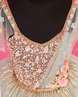 Pastel Powder Blue Gown with Intricate Handworks