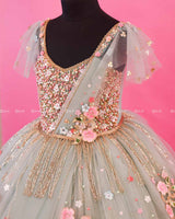 Pastel Powder Blue Gown with Intricate Handworks