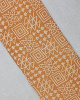 White Printed Orange Cotton Fabric