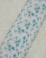 White Hakoba with Blue Floral Print