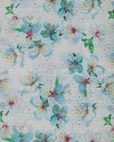White Hakoba with Blue Floral Print