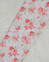 White Hakoba with Fresh Salmon Floral Print