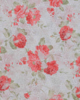 White Hakoba with Fresh Salmon Floral Print