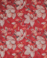 Floral Printed Red Hakoba Fabric