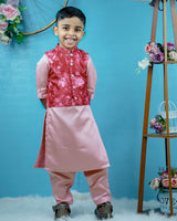 Kids Maroon Floral Jacket with Peach Kurta Online | Kids Party Wear Dresses Online in India