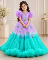 Mermaid theme gown made in lavender and aquamarine green combo
