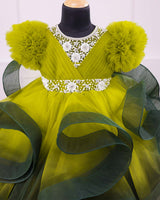 Kids Green Twirled Gown Online | Buy Designer Party Wear Gowns Online