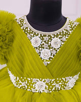 Kids Green Twirled Gown Online | Buy Designer Party Wear Gowns Online