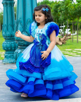 Kids Blue Gradient Gown Online | Designer Kids Clothes Online in India