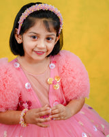 Rose Embroidery Kids Ball Gown Online | Kids Party Wear Dresses Online in India