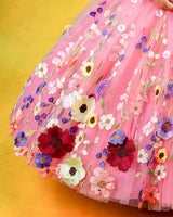 Rose Embroidery Kids Ball Gown Online | Kids Party Wear Dresses Online in India