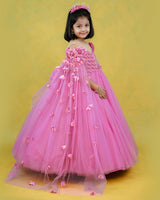 Kids Wild Rose Pink Shade Ball Gown | Premium Quality Kids Wear Online in India