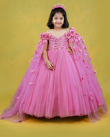Kids Wild Rose Pink Shade Ball Gown | Premium Quality Kids Wear Online in India