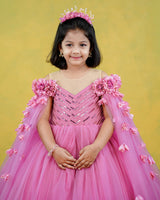 Kids Wild Rose Pink Shade Ball Gown | Premium Quality Kids Wear Online in India