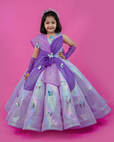 Kids Lavender Rainbow Shimmer Panel Gown Online | Buy Designer Party Wear Gowns Online