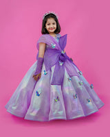 Kids Lavender Rainbow Shimmer Panel Gown Online | Buy Designer Party Wear Gowns Online