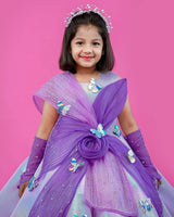 Kids Lavender Rainbow Shimmer Panel Gown Online | Buy Designer Party Wear Gowns Online