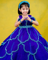 Kids Blue Petal Gown | Kid’s Party Wear Frocks Online