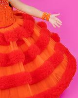 Kids Orange frilled ball gown Online | Kids Party Wear Dresses Online in India