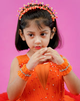 Kids Orange frilled ball gown Online | Kids Party Wear Dresses Online in India