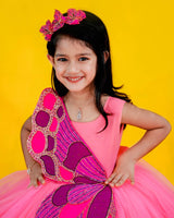 Kids Flamingo Pink Gown Online | Kids Designer Wear Online