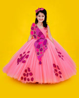 Kids Flamingo Pink Gown Online | Kids Designer Wear Online