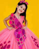 Kids Flamingo Pink Gown Online | Kids Designer Wear Online