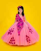 Kids Flamingo Pink Gown Online | Kids Designer Wear Online