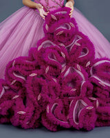 Lilac with Deep Magenta Couture Gown Online | Kids Party Wear Gowns Online