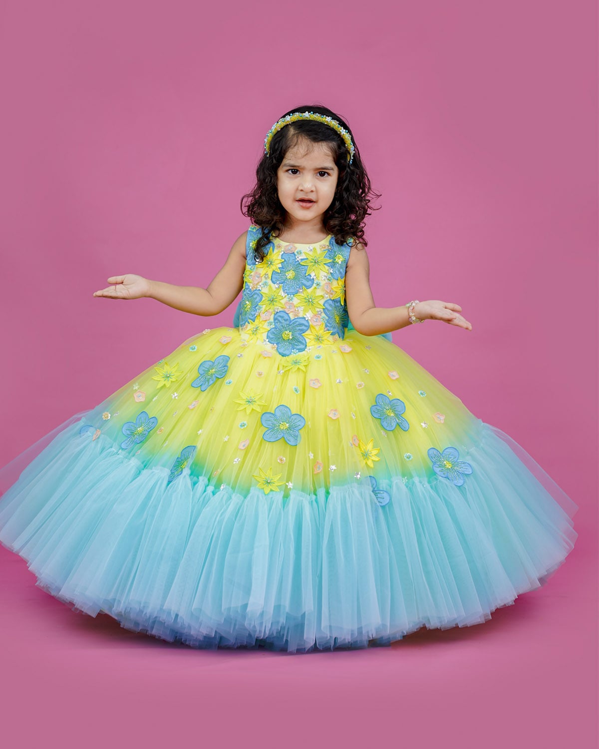 Hand Crafted Kids Lemon Yellow and Sky Blue Couture Gowns Online | Kids Couture Gowns Online www.liandli.in Hand Crafted Kids Lemon Yellow and Sky Blue Couture Gowns Online | Kids Couture Gowns Online www.liandli.in