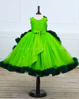 Jungle Theme Dark and Light Green Swirl Gown With Animals Patches