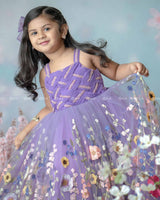 Lavender Embroidery Ball Gown with Weaving Yoke Pattern and Highlighted Handwork.