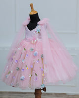 Dreamy Floral Icy Pink Princess Gown-C