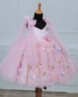 Dreamy Floral Icy Pink Princess Gown-C