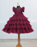 Multi Layered Maroon Gown