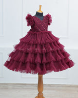 Multi Layered Maroon Gown