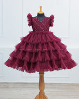 Multi Layered Maroon Gown