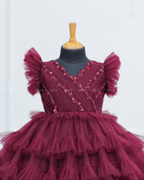 Multi Layered Maroon Gown