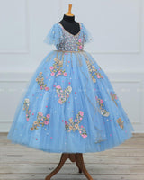 Baby Blue Gown with Intricate Handworks