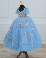 Baby Blue Gown with Intricate Handworks