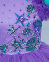 Mermaid Theme Purple and Sea Blue combo Swriled Gown