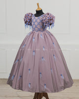 Dusty Lilac Yoke with Heavy Embroidery Flower & Tassel-Adorned Sleeves.