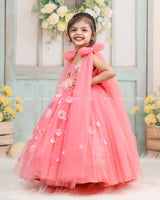 Dreamy Floral Flamingo Pink Princess Gown